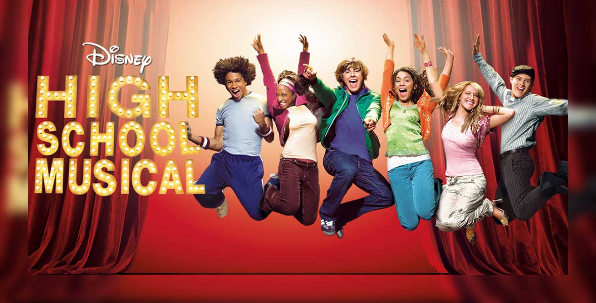 High school musical cast pose for the cover of High school musical (2006) a movie about friendships and being true to yourself. 
