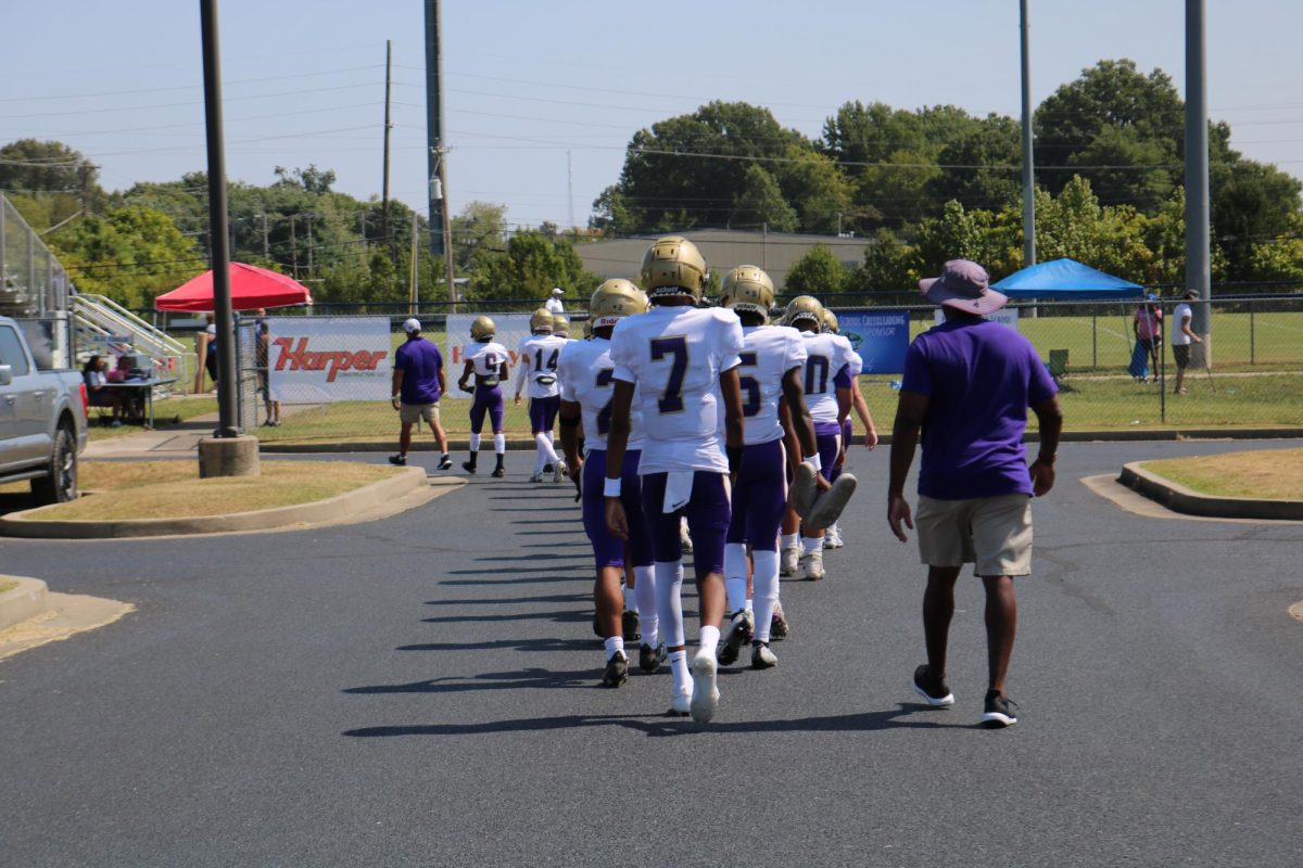 BGJHS football team walks to the field before playing Paducah Tillman 8/24/2024