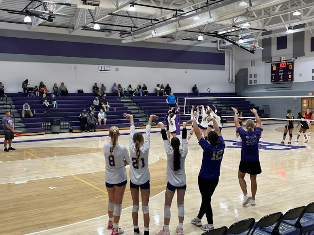 The BGJHS 8th grade volleyball team works together to score a point against Owensboro Monday September, 16th 2024 at Bowling Green Junior High School, giving it their all to add another win to their list!
