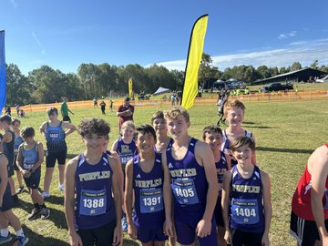 The boys of the Cross Country Team getting ready for their race that's about to take place!