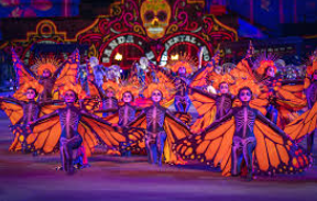 Many Hispanics dance to traditional music at a Day of the Dead festival.