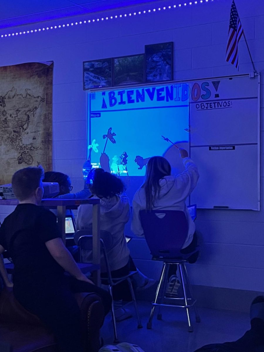 Students in Mr. Quinn's theatre class have worked on a shadow puppet show. Based on Aesop’s fables, so they understand what goes into making a theatrical production.