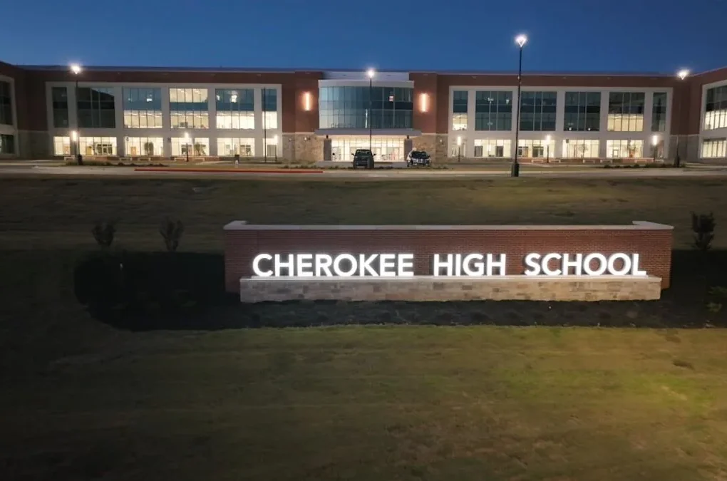 Cherokee High School in Canton, Georgia, after arrests in an alleged shooting plot