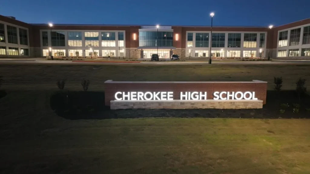 Cherokee High School in Canton, Georgia, after arrests in an alleged shooting plot