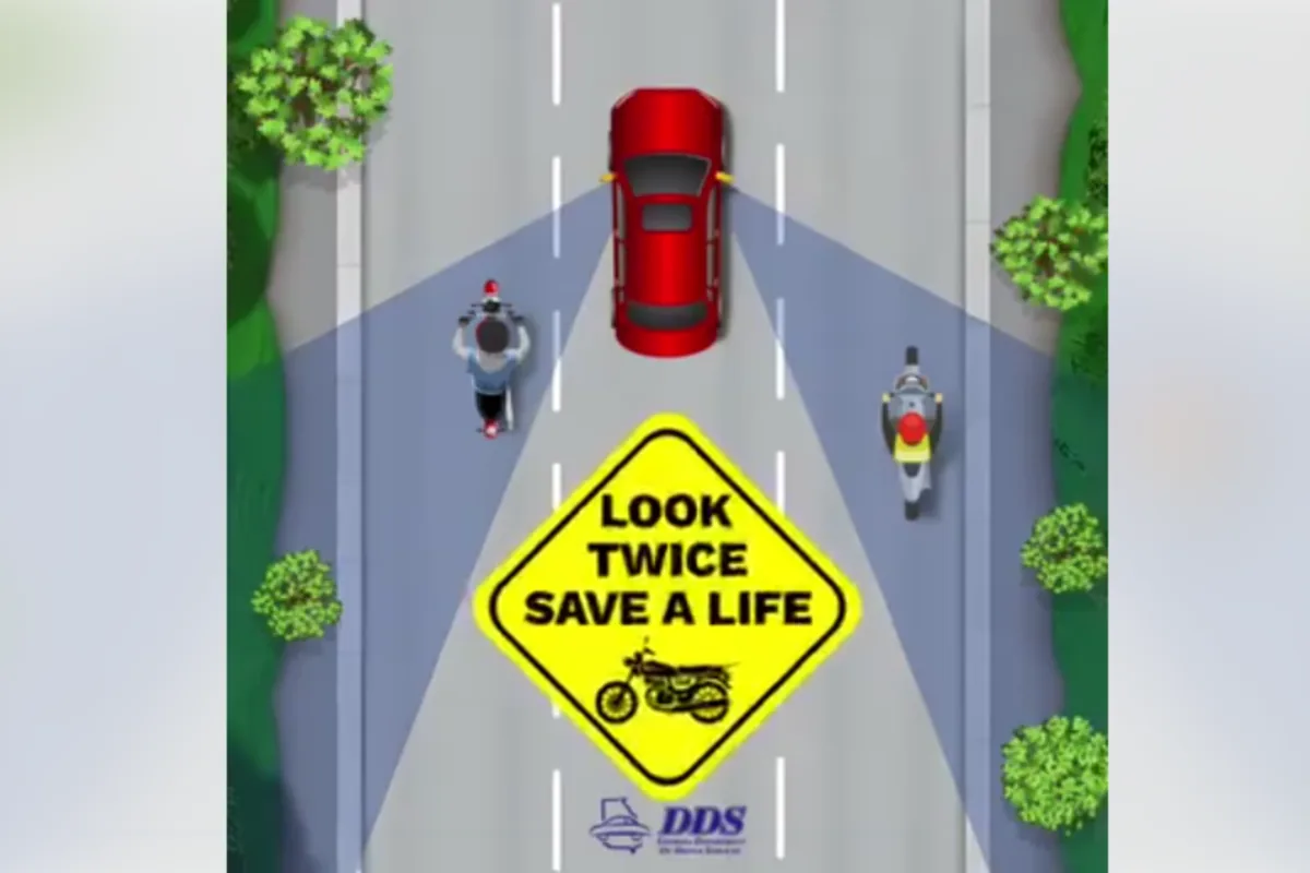 Motorcyclist riding on a Georgia roadway as safety officials urge drivers to look twice